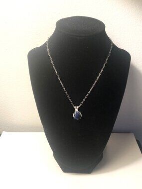 New Raw Healing Blue Stone Silver Tone Necklace (Hand Made Pendant)